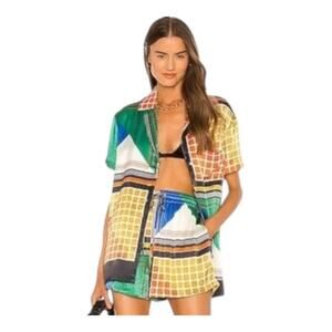 Song Of Style Elsie Top in Multi Geo Scarf Pattern Oversized Size Small